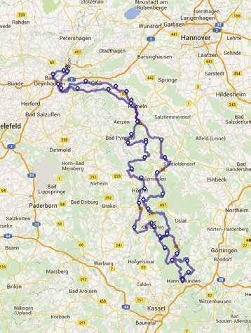 Die Route durch das Weserbergland: rund 420 Kilometer von Minden bis Münden und zurück.